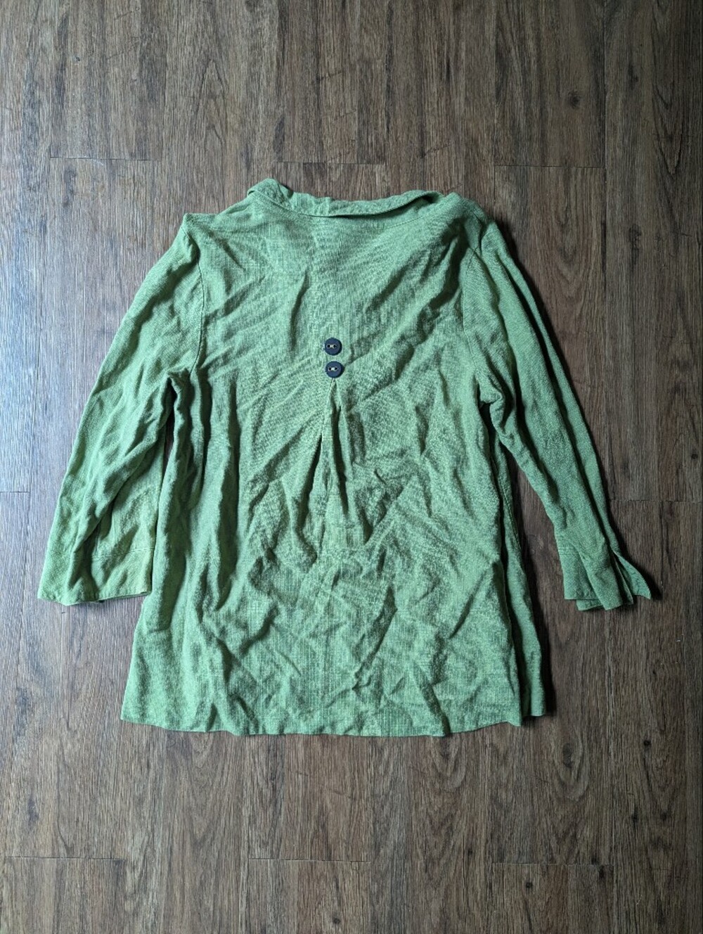 Habitat Women's Green Button-Front 3/4 Sleeve Tunic Top Sz M - Picture 4 of 7